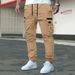 Men's Casual Sports Jogger Pants Multi Pocket Solid Color European Size Spring Autumn Work Pants Versatile Comfortable Fit_viptrois.com