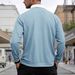 Cross-Border European And American Men's Solid Color Large Waffle Long Sleeve Autumn Casual Sports Turn-Down_viptrois.com