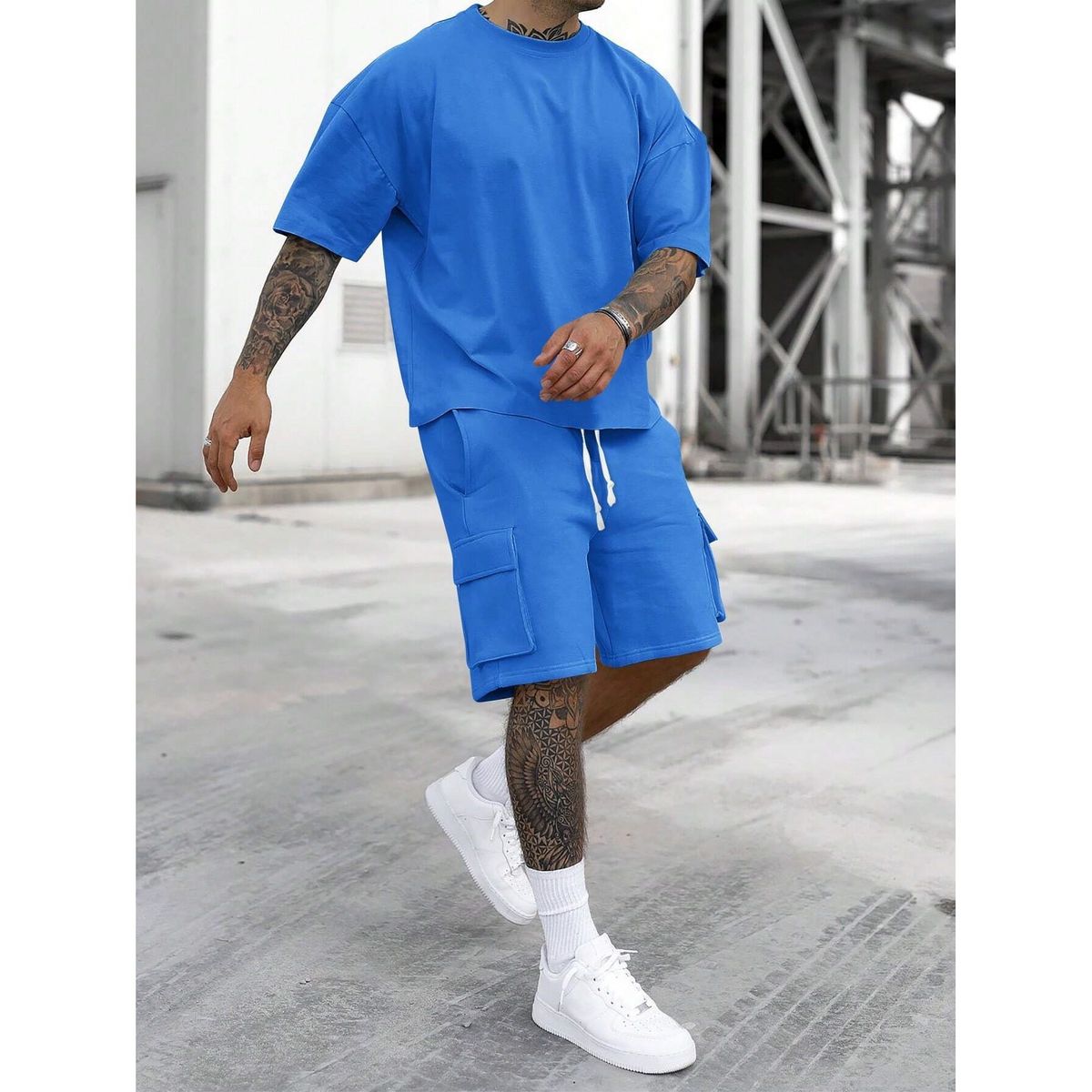 Men's Clothing Summer Short Sleeved Shorts Suit Sports Leisure Vacation Two Piece Suit_viptrois.com