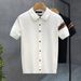 Men's Clothing New High End Light Luxury Knitted Short Sleeved T Shirt Men's Shirt Handsome Slim Fit All Match Shirt Lapel_viptrois.com