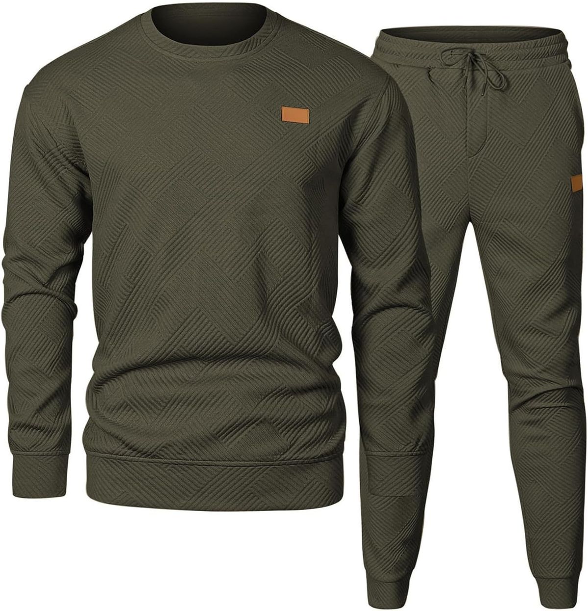 European Minimalist Knit Set – Cotton-Polyester Jacquard Lounge Suit, Relaxed Fit Men’s Two-Piece (Black/Grey/Khaki/Beige/Army Green, S-XXL)_viptrois.com