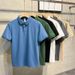 Men's Clothing Solid Color Button Lapel Polo Shirt Boys Casual Short Sleeved T Shirt Loose Half Sleeved Pullover Top Bottoming Shirt_viptrois.com