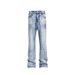 Men's Clothing High-quality Cleanfit Snowflake Pattern Retro Straight Leg Jeans For Men, Autumn Heavy Wash, Ice Blue._viptrois.com