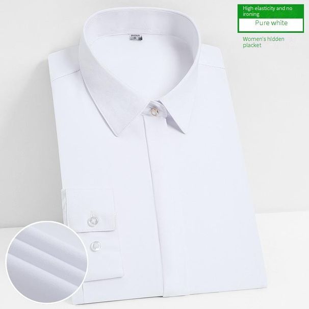 Women's Stretch Professional Blouse - Wrinkle-Resistant Office Shirt With Tailored Fit & Hidden Button Placket For Business Casual Elegance_viptrois.com