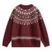 Monochrome Man- Fair Isle Ethnic Style Crew Neck Sweater For Men, New Autumn And Winter American Retro Texture Versatile Pullover_viptrois.com