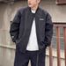 Men's Casual Baseball Jacket With Stand Collar - Stylish Loose Fit Cotton Blend Windproof Coat For Spring & Autumn (Red, Green, Black)_viptrois.com