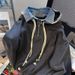 Men's Clothing Cool Denim Splicing Hooded Sweatshirt High Street New Style Old Washed Two Piece Jacket_viptrois.com