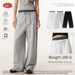 Men's Clothing Neutral Style Splicing Double Waist Wide Leg Pants Sports Straight Sweatpants_viptrois.com