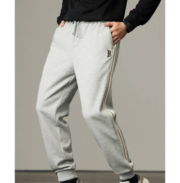 Men's Autumn Gray Jogger Pants With Stripes - Slim Fit Stretch Cotton Casual Trousers For Everyday Wear_viptrois.com