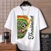 DORAE】Cotton T-shirt (Combed Cotton) Off-White ("Thailand Tosakan Ramayana" Print & Green-Gold Accent) – Cultural Street Style For Urban Commute_viptrois.com