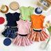 Girls' T-shirt Skirt Set Baby Casual Sweet Fresh Floral Bloom Mini Dress Children's Clothing Ensemble_viptrois.com