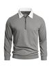 2026 Men's Collarless Half-Zip Waffle Shirt Casual American Loose Color-Plaid Sweatshirt For Men_viptrois.com