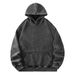 Men's Distressed Cotton-Poly Hoodie – Oversized Vintage Pullover With Drop Shoulder (Black, S-2XL)_viptrois.com