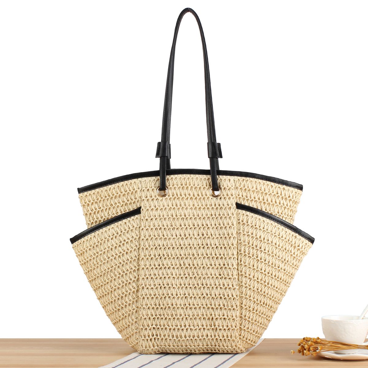 Handwoven Oversized Tote Bag Stylish Boho Beach Everyday Purse For Women Fashionable Large Carryall_viptrois.com
