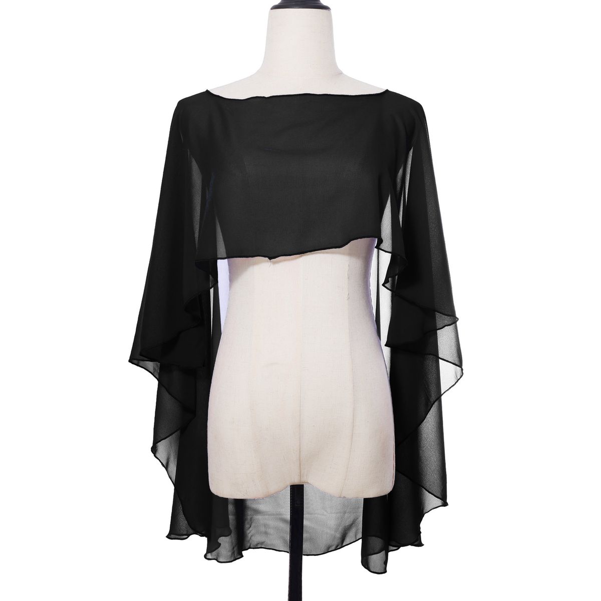Chiffon Pullover Shawl Cape - Lightweight Sun Protection & Arm Cover For Women (Elegant Extended Wrap, Breathable Fabric)_viptrois.com