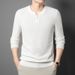 Pulse 2025 Autumn Winter Pure Co Casual Men's Knitted Sweater Long Sleeve Split Collar Top Solid Color Versatile Single_viptrois.com