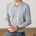Men’s Seagull Collar Knit Sweater – Lightweight Long-Sleeve Pullover With Embroidered Badge (Light Gray, Black, Army Green, Coffee)_viptrois.com