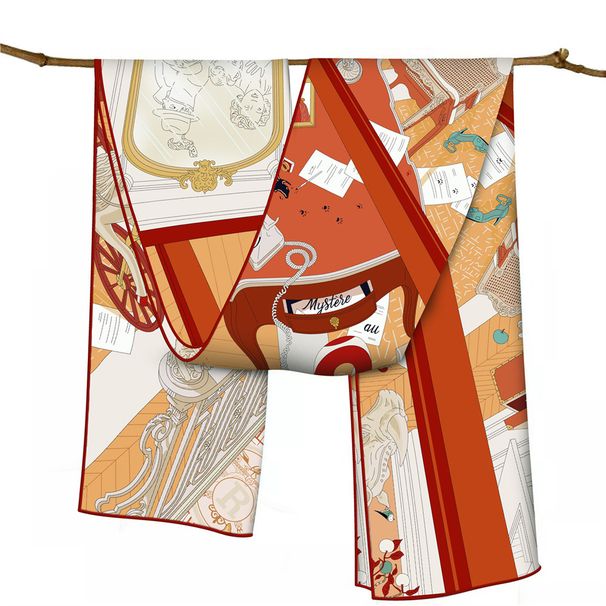 VOOTHOST 150cm*40cm Twill Silk Scarf Women Poncho Hand Rolled Animal Castle Printed Long Scarves Wraps Bandana Big Shawl Hijabs Female Foulards VB186_viptrois.com