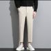 Men's Black Cropped Business Suit Trousers Casual Long Pants Straight Leg Summer Style DK_viptrois.com
