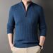 Men's Half-Zip Knit Sweater With Wool Blend, Winter Pullover For Casual & Smart Style (Gray, M)_viptrois.com