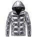 Men's Clothing Unisex Winter Puffer Jacket - Trendy Nylon Coated Hooded Coat With Fleece Lining For Couples (Glossy Black, Metallic Gray)_viptrois.com