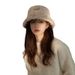 Japanese women's new silver label plush fisherman with large brim, autumn and winter thickened warm water bucket hat,_viptrois.com