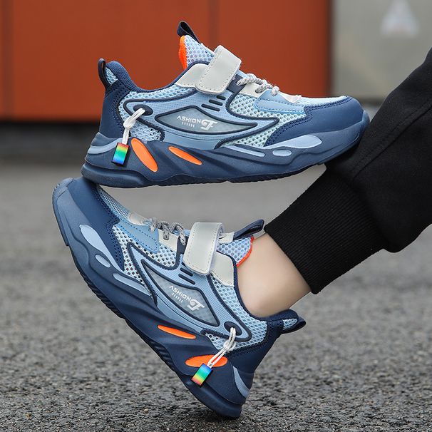 Children's Shoes Sports Spring And Autumn School Season Running Shoes Medium And Large Children's Mesh Leather Casual Shoes_viptrois.com