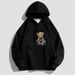 Women's Solid Color Sweatshirt Dr. Teddy Bear Print Kangaroo Pocket Drawstring Hooded Casual Comfortable Fit Sweatshirt_viptrois.com