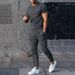 Men's Solid Color Casual Round Neck Short Sleeve Sports T Two-piece Suit_viptrois.com