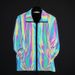 Men's Clothing Autumn and winter men and women colorful reflective lapel jacket nightclub trend colorful luminous windbreaker outdoor leisure jacket_viptrois.com