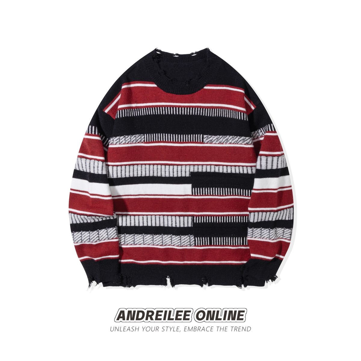 Men's Clothing Autumn/Winter Striped Sweater For Men, Loose High Street Knitwear, Winter Sweater Jacket_viptrois.com