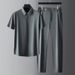 Men's Clothing Temperament Gentleman Silky Wrinkle Summer High End Business Ice Silk Quick Drying Thin Men's Short Sleeved Shirt Suit_viptrois.com