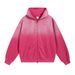 Heavyweight 450G Washed-Dye Hoodie – Vintage-Inspired Zip-Up Sweatshirt With Mouse Pocket & Faded Ombre_viptrois.com