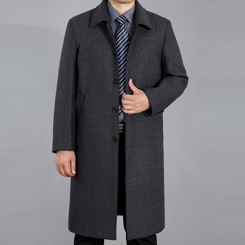 Loom Loom Men's Wool With Turn-down Collar, Wholesale Medium-Length Trench Coat Men, Supply For_viptrois.com