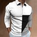 Zipper Casual Slim Fit Men's Color Block Digital Print Long Sleeve Polo_viptrois.com