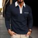 Men's Contrast Trim Zippered Polo Shirt - Long Sleeve Casual Top With Chest Pocket_viptrois.com