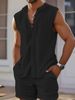 Summer Men's Vest Shirt Casual Loose Sleeveless Shorts Beach Set_viptrois.com