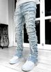 Men's Stretch Denim Jeans Slim Fit Bootcut With Vintage Wash - Casual High Street Fashion (Black, Khaki, Camo Green, Light Blue)_viptrois.com