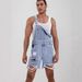 Men's Clothing Casual Fashion Ripped Denim Bib Shorts_viptrois.com