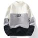 Autumn And Winter Semi High Neck Sweater Men's Warm Knitted Sweater Letter Jacquard Sweater_viptrois.com