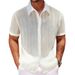 Men's Clothing Foreign Trade Men's Clothing Summer Men's Casual Knitted Shirt New Style Lapel Hollow Breathable Short Sleeved Top A0402_viptrois.com