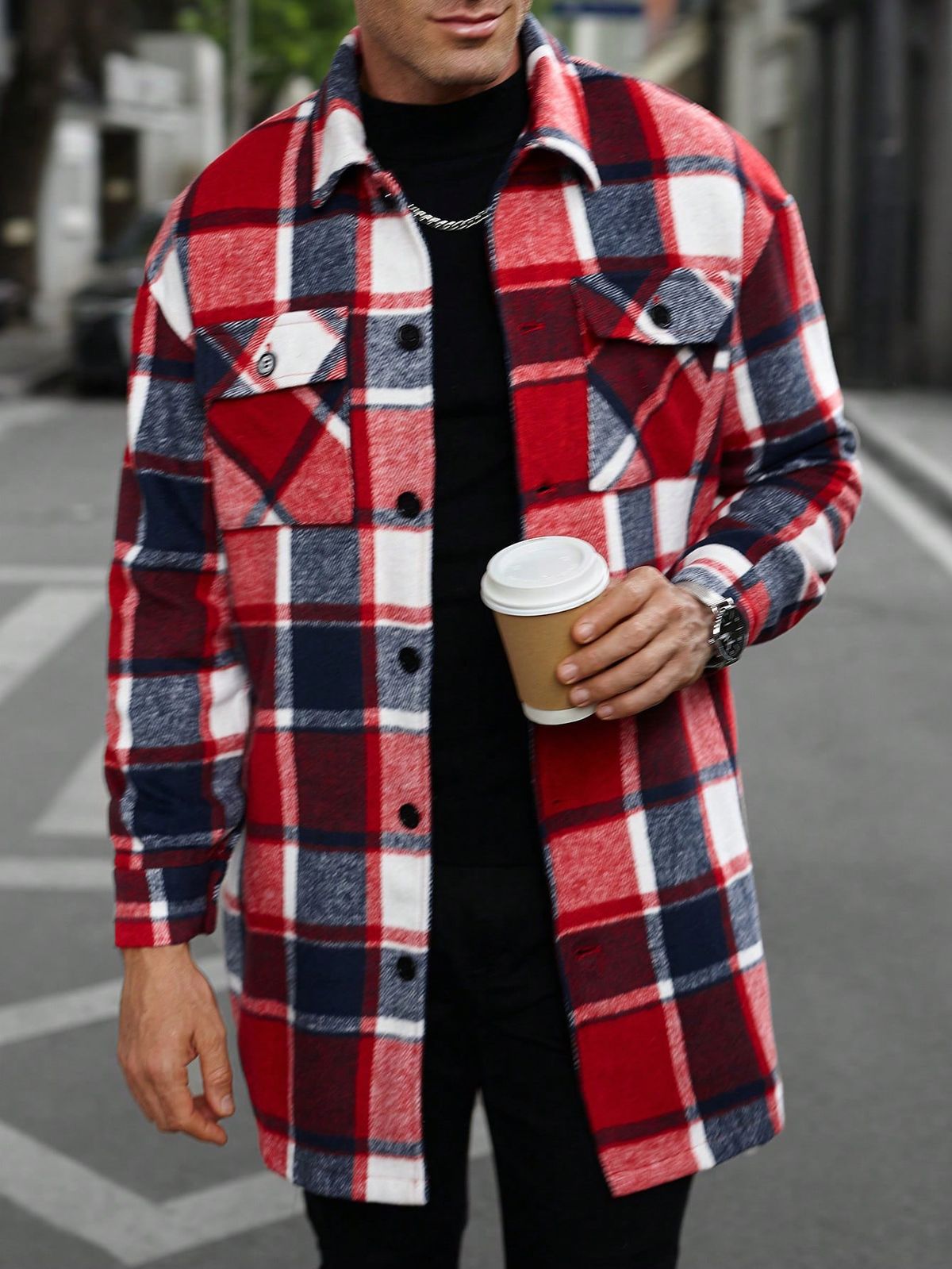 New Men's Jacket Shirt Casual Sports Long Button Double Pocket Windbreaker_viptrois.com