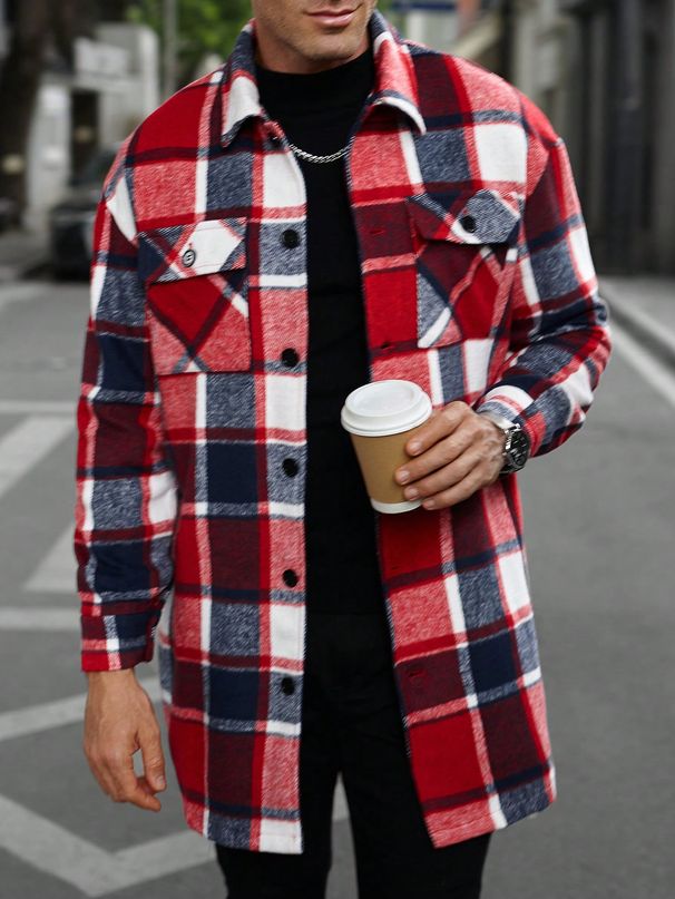 New Men's Jacket Shirt Casual Sports Long Button Double Pocket Windbreaker_viptrois.com
