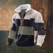 Monochrome Man- 2025 European And American Cross-Border Autumn Winter New Style Fur Collar Trendy Casual Loose 3D Printed Half-Zip_viptrois.com