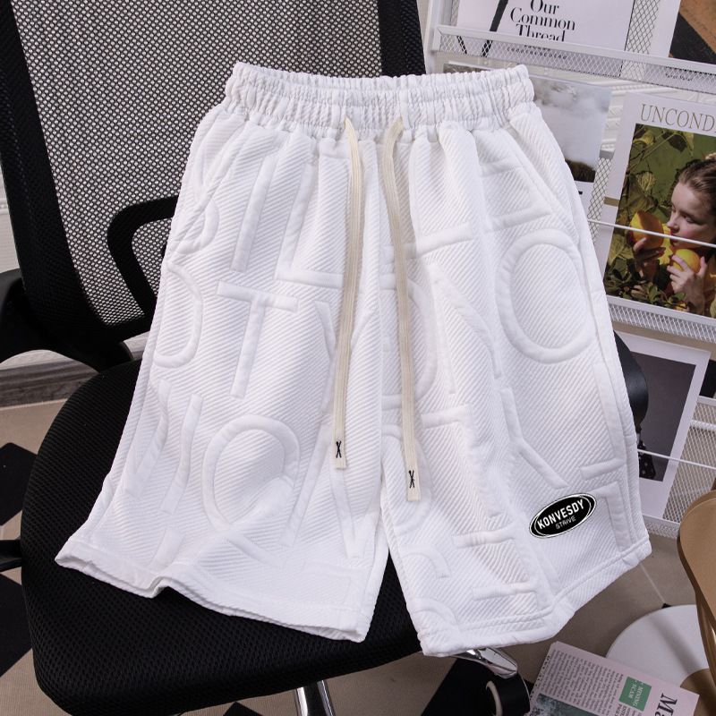 Men's Clothing Casual Waffle Shorts Loose Breathable Straight Pants Simple Versatile Casual Shorts_viptrois.com