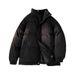 Stand Collar Silk Men's Winter Coat Trendy Puffer Short Loose Solid Color Windproof Cotton Jacket_viptrois.com