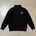 Unisex Vintage Letter Embroidery Sweater – Oversized Knit Cardigan With Dual Zippers & Badge Detail (S-XXL, Black/Grey, Stretch Polyester)_viptrois.com