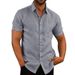 2023 Summer Polo Solid Short Sleeve Button Shirt Men's Clothing_viptrois.com