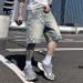 Men's Clothing High Street Plaid Denim Shorts Trend Retro Loose Straight Jacquard Five Point Pants_viptrois.com