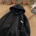 Men's Oversized Hooded Sweatshirt Lazy Style Fleece-Lined Pullover With Side Pockets, Black/White/Gray/Navy/Khaki/Burgundy_viptrois.com